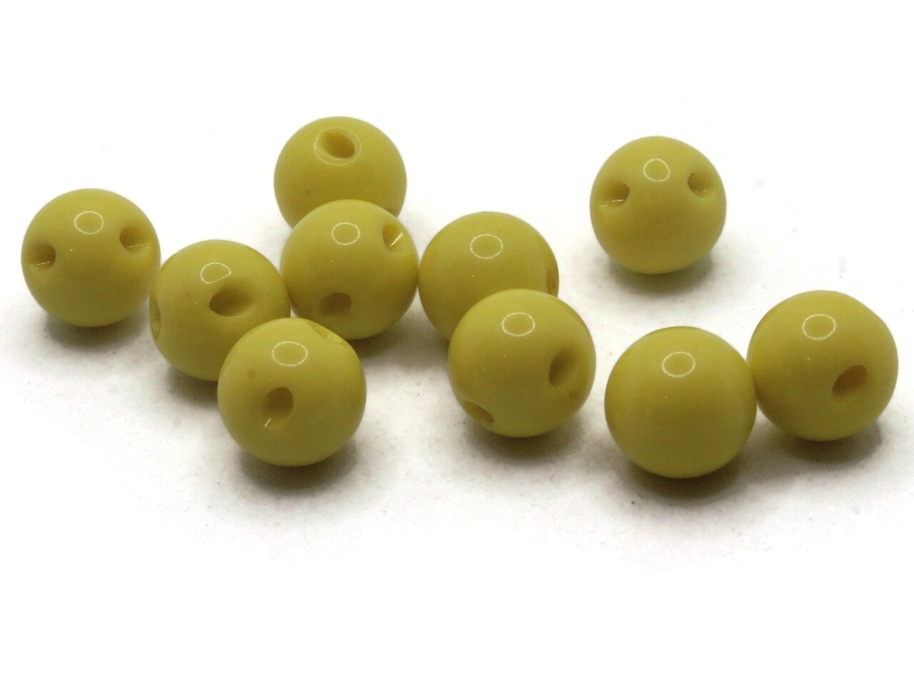 9 11mm 7/16 Inch Yellow Vintage Lucite Round Ball Buttons